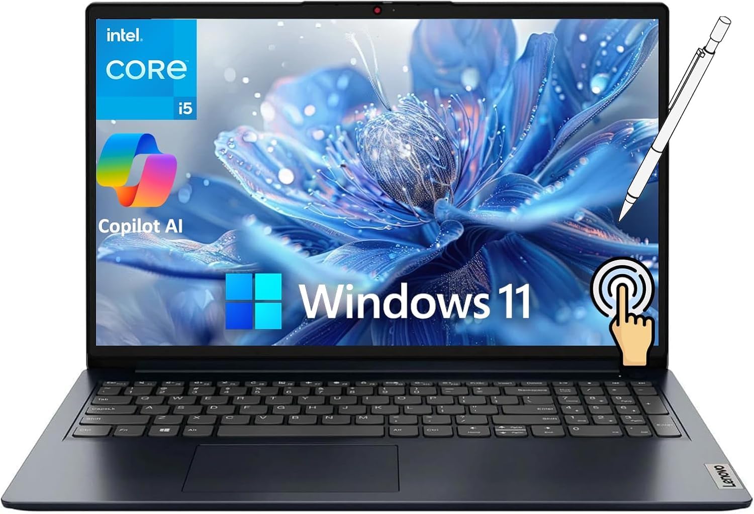 Lenovo IdeaPad 1i Laptop, 15.6' FHD Touchscreen, Intel Core i5-1335U, 16GB RAM, 256GB SSD, Intel Iris Xe Graphics, AI-Copilot, Wi-Fi 6, Numeric Keypad, Windows 11 Home