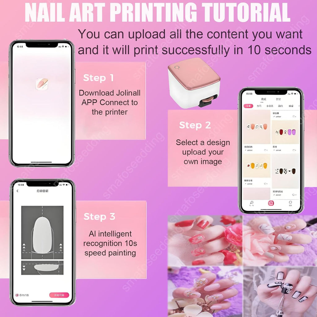 Protable 3D Nail Art Printer - 2026 DIY Nail-Art Machine, 4800dpi APP Control Nail Printing, Automatically Recognize Nail-Shape,Fast Drawing in 10S,for Girls' Home Nails,Weddings,Studio