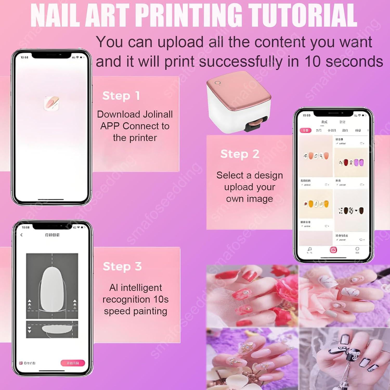 Protable 3D Nail Art Printer - 2026 DIY Nail-Art Machine, 4800dpi APP Control Nail Printing, Automatically Recognize Nail-Shape,Fast Drawing in 10S,for Girls' Home Nails,Weddings,Studio
