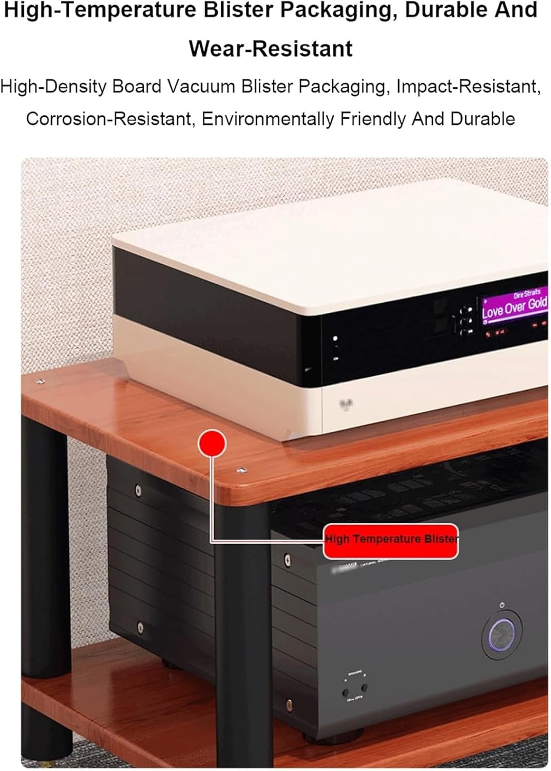 Audio Rack Stereo Rack Wooden Audio Equipment Rack Audio Open Rack Cabinet HiFi Rack Audio-Video Shelving with Wheels Movable(Nero,1 Tier)