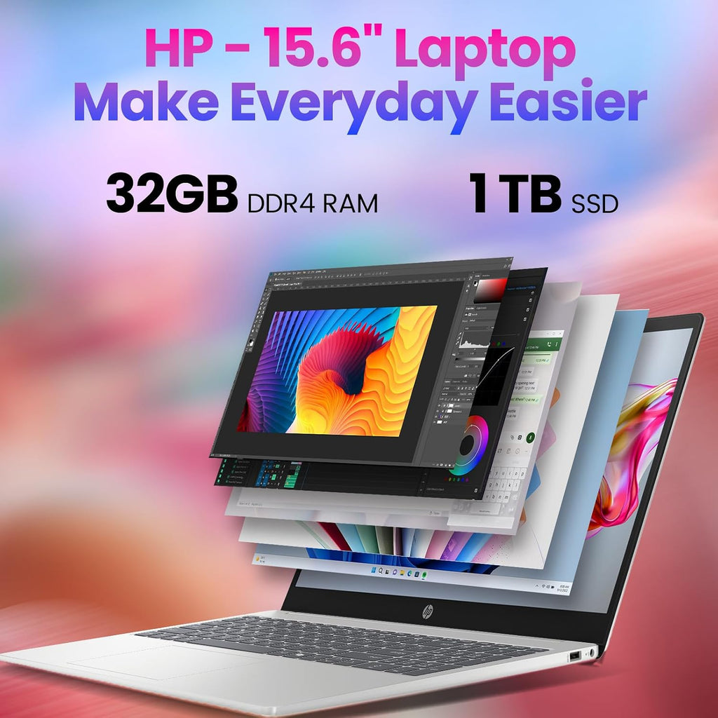 HP 2026 Touchscreen Laptop Computer for Student & Business, 32GB RAM 1TB SSD Windows 11 Pro, Intel Core i3-1315U (Up to 4.5GHz), 15.6' LED, Copilot AI, Numeric Keyboard, Type-c, Patented KB Kit