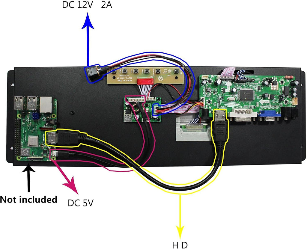 VSDISPLAY 14.9' 1280X390 LCD Screen LTA149B780F with VGA DVI Audio LVDs Controller Board 68676, Wall-Mounted,Work as Marquee Monitor, for Minor Cabinet Alterations