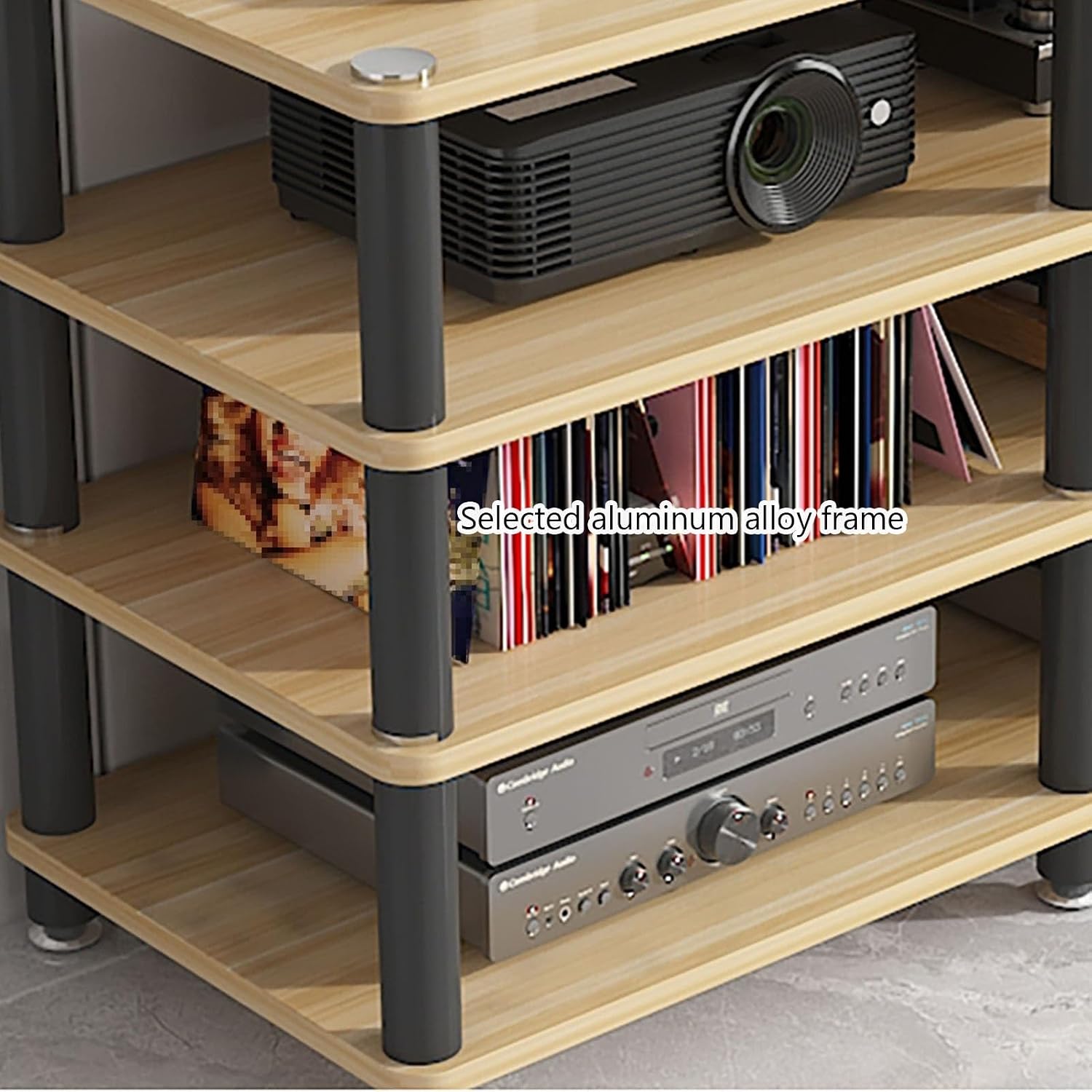 AV Media Stand, Audio Rack Corner Component Cabinet, Open Storage Shelf, Power Amplifier Shelf Equipment, TV Printer Storage Stand, for Home, Office(White,4 Tier 70CM27.5in)