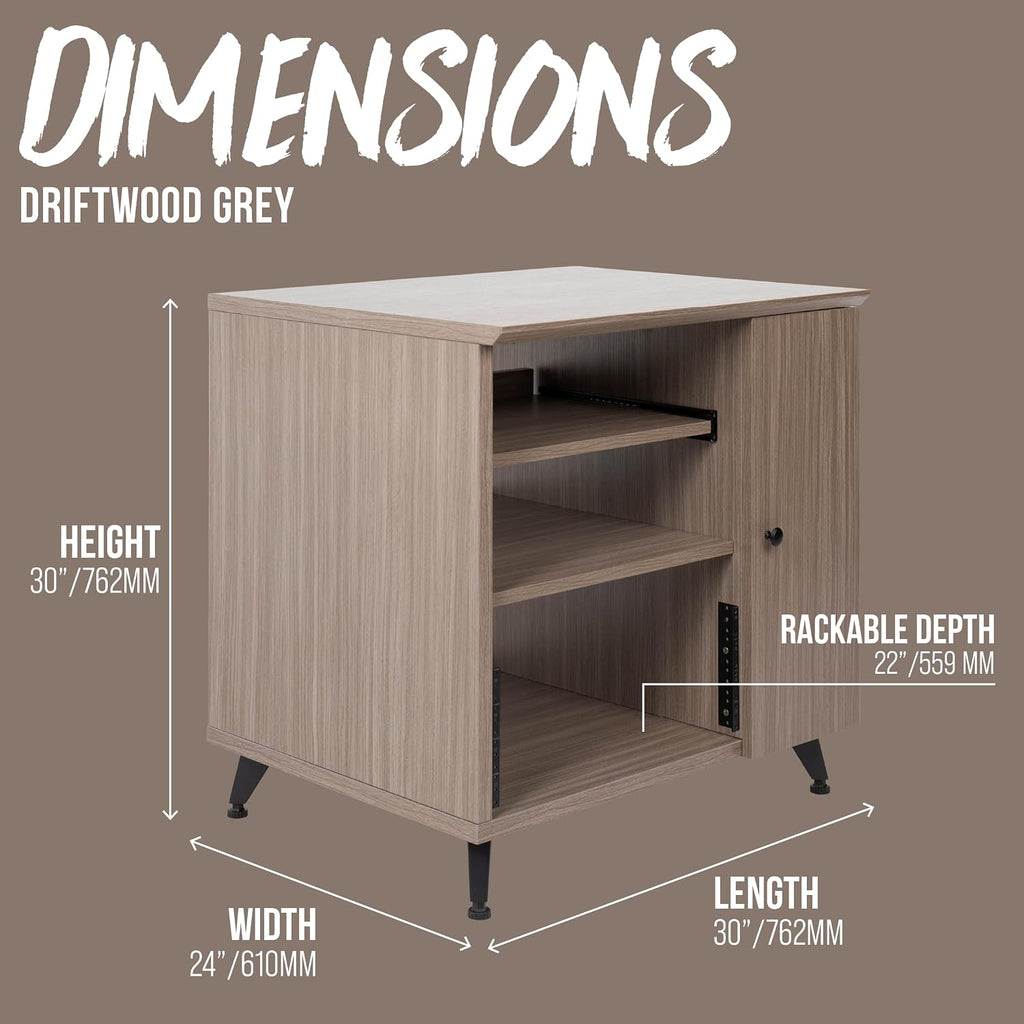 Gator Frameworks Elite Furniture Series Sidecar Cabinet with with Configurable Rack Space & Shelving (GFW-ELITESIDECAR-Gry)