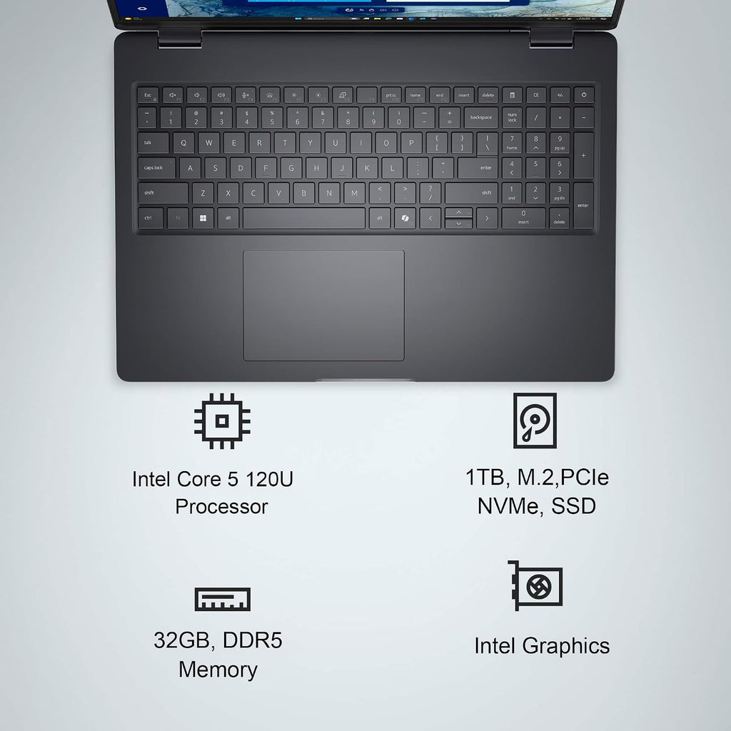 Dell Pro 16 (Next Gen Latitude 3550) Business Laptop (16' FHD+ Anti-Glare, Intel Core 5 120U, 32GB DDR5, 1TB SSD), 1080p IR Webcam, Backlit, Thunderbolt 4, Wi-Fi 6E, Win 11 Pro, Magnetite, PC16250