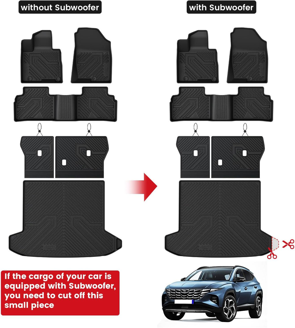 LASFIT Floor Mats & Cargo Mat with Seatback for Hyundai Tucson Gas 2026 2025 2024 2023 2022 SEL/SEL Convenience/SE/XRT, All Weather TPE Car Mats Custom Fit Tucson 2022-2026 Floor Liners & Trunk Mat