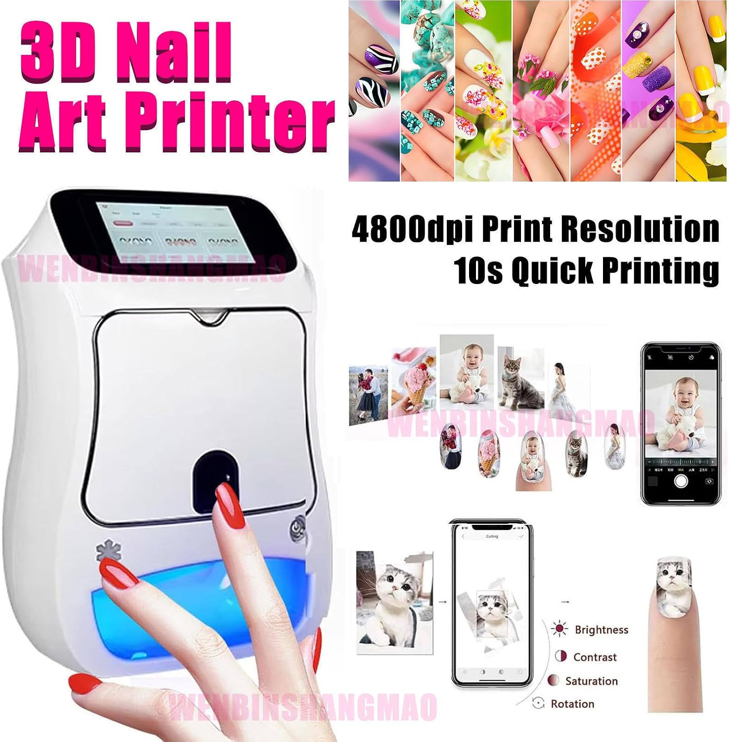 Portable Digital Nail Printer Machine, Automatic 3D Nail Painting Machine with Touch Screen /1000+ Designs, Smart DIY Nail Art Printing Machine for Home Nail Salon Cute Girls