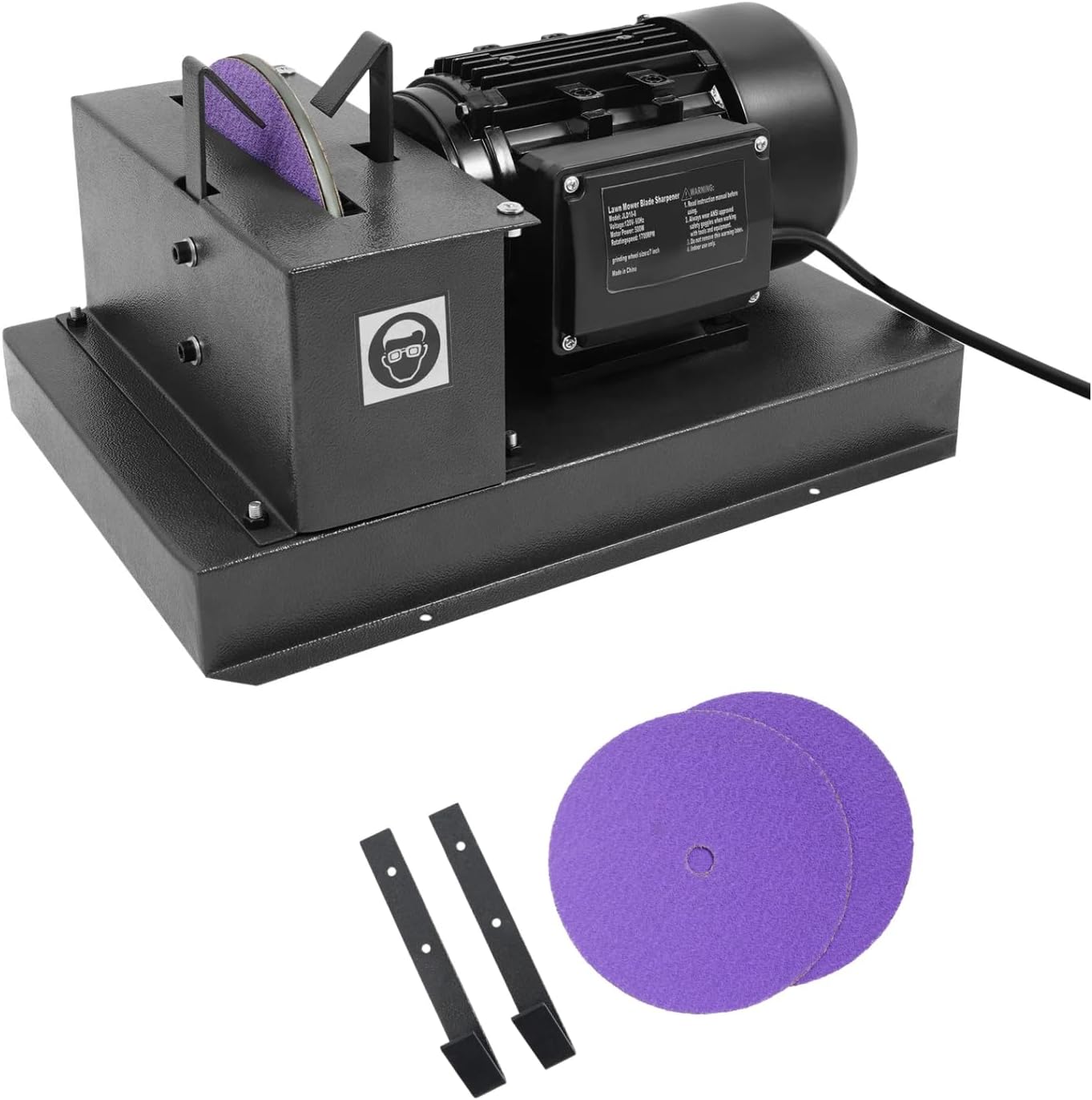 Lawn Mower Blade Sharpener, 1700 RPM Lawnmower Blade Grinder with 7/9-inch Grinding Wheel Bench Mower Sharpening Machine 120V 500W/750W for Agriculture Gardening Landscaping (1HP 750W)