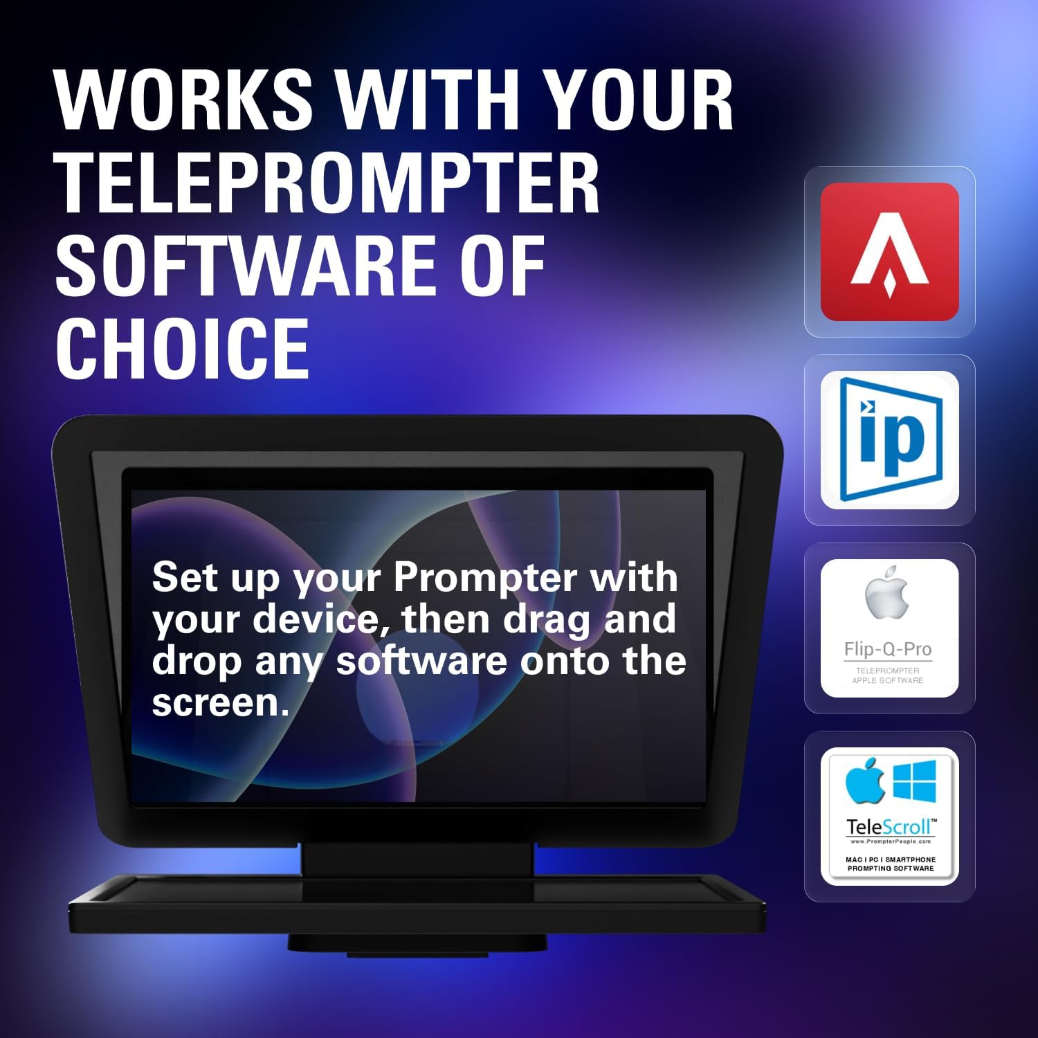 Elgato Prompter XL - Full-Sized Teleprompter with Removable Display, Video Conferencing Monitor, for DSLR Mirrorless & Studio Cameras, Single-Cable Setup - USB-C 3.2 for PC & Mac