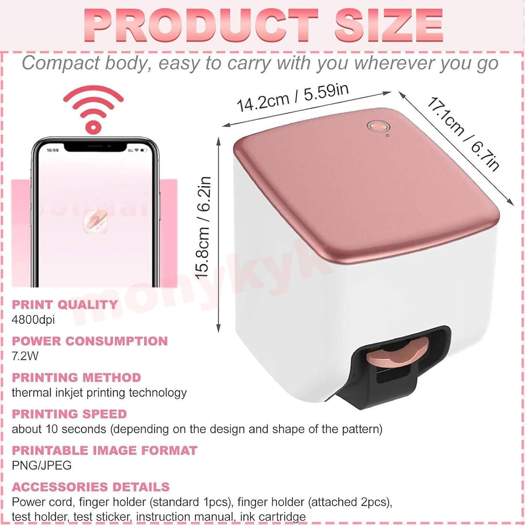 Smart 3D Nail Printer-App/WiFi Connection Control/Ink Cartridges,10s Gel Nail Art | 4800 Dpi Chip-Resistant Prints | Auto Nail Detection for Perfect DIY Manicures,Girls' Home Nails