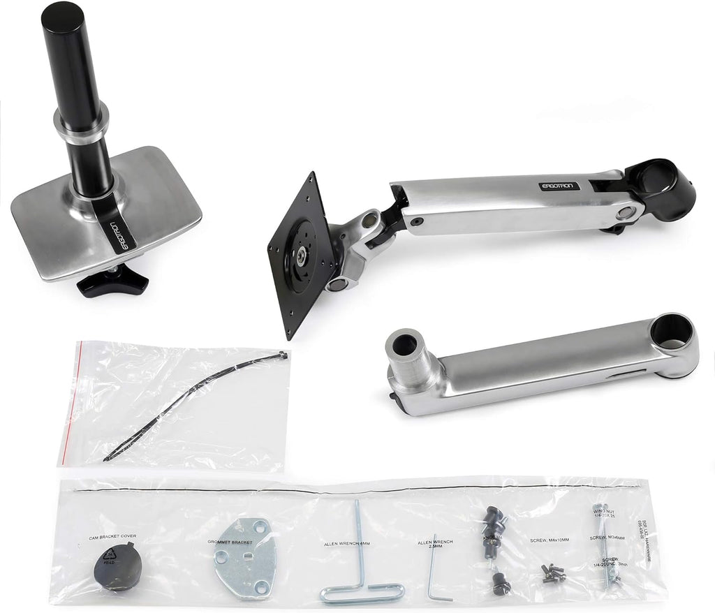 Ergotron – LX Monitor Arm, Single Monitor Desk Mount – fits Flat Curved Ultrawide Computer Monitors up to 34 Inches, 7 to 25 lbs, VESA 75x75mm or 100x100mm – Tall Pole, Polished Aluminum