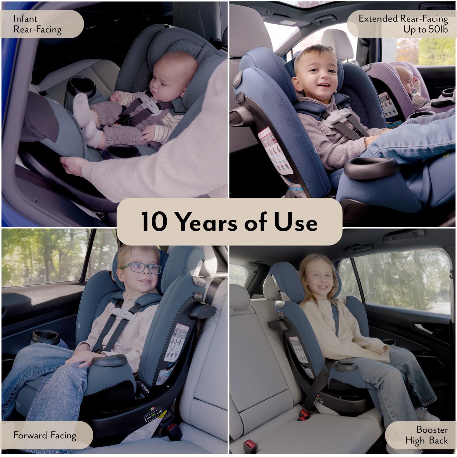 Evenflo Revolve360 Extend All-in-One Rotating Car Seat with Green & Gentle Fabric (Travertine)