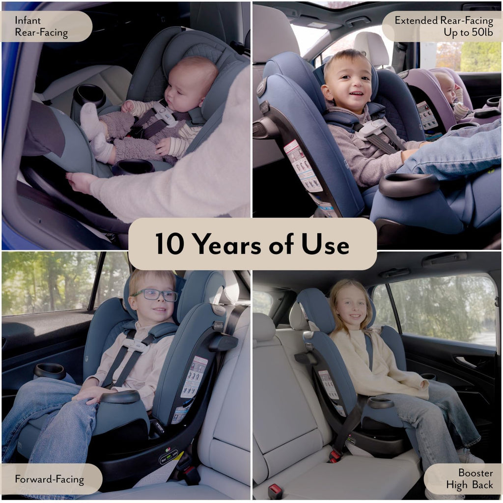 Evenflo Gold Revolve360 Extend All-in-One Rotating Car Seat with Green & Gentle Fabric (Emerald)