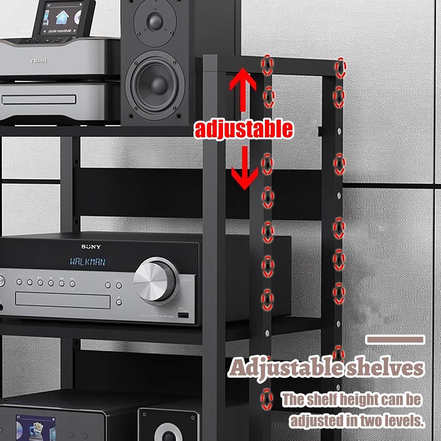Record Player Audio Cabinet with Drawers & Sliding Wheel, Audio Rack Shelf Organizer for Onkyo Receiver, Equipment Console, Av Component Stand(B,Medium)