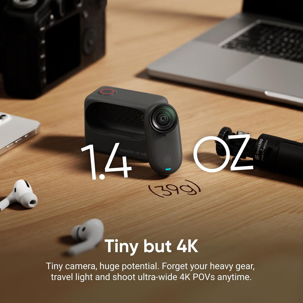 Insta360 GO 3S Cycling Multiview Bundle - 128 GB Black 4K Tiny Portable Vlogging Camera, Hands-Free POVs, Mount Anywhere, Stabilization, 140 Min Battery Life, 10m Waterproof, Pet POV, Black