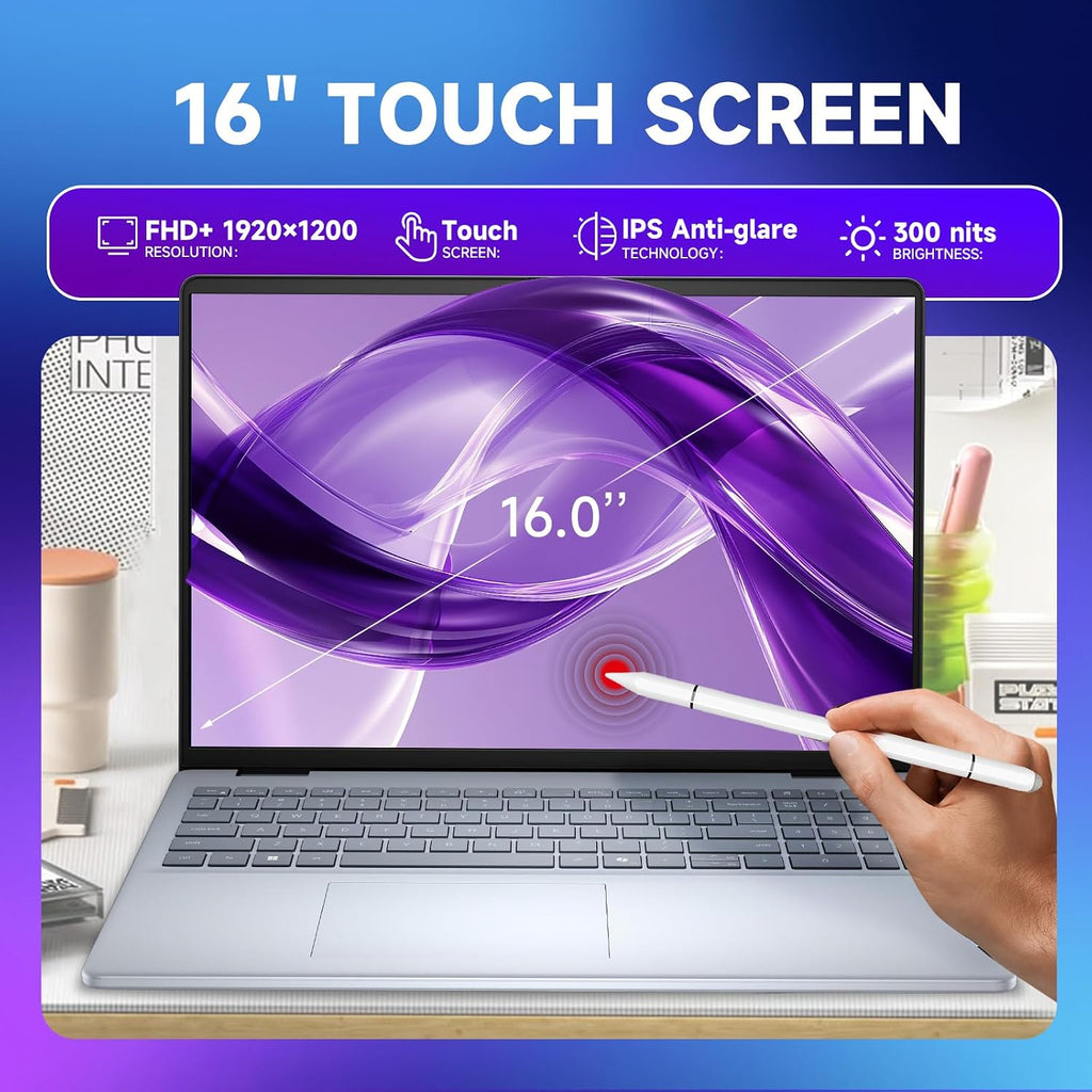 Dell 16-Inch Touchscreen Laptop Computer – Intel 10-Core 7 150U, 32GB DDR5 RAM, 1TB SSD, 16' FHD+ Anti-Glare, Ai Copilot, Fingerprint, Backlit KB, Win 11 Pro, for Business & Student