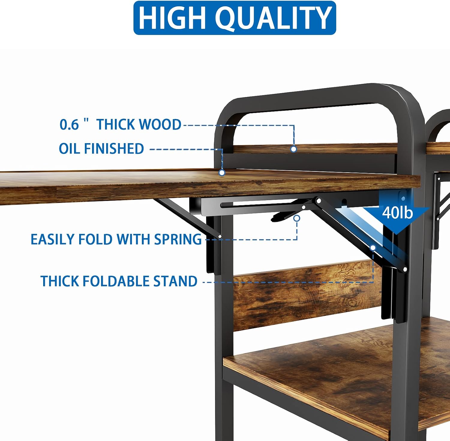 PUNCIA Large 3 Tier DIY Heat Transfer Press Machine Stands Heavy Duty Workbench with Folding Working Table for Sublimation Transfer Machine Metal Shelf Storage Organization
