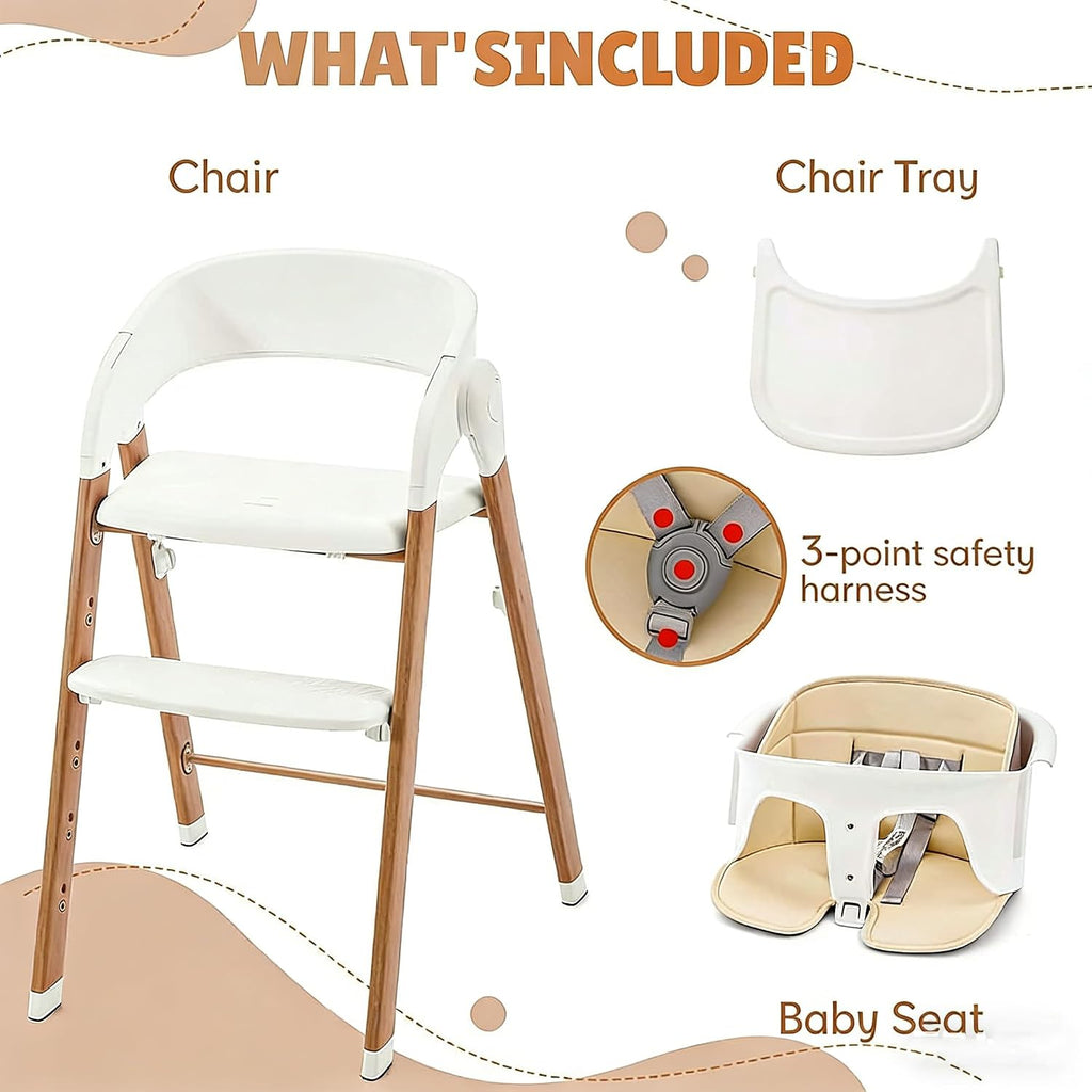 GYARING 5 in 1 Baby high Chair,Adjustable Convertible Infant Chair with Removable Tray, Easy to Clean,Khaki