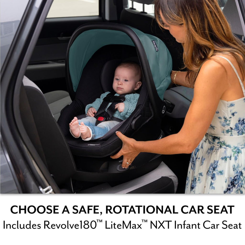 Evenflo Pivot NXT Travel System w/ Revolve180 LiteMax NXT Infant Car Seat (Driftwood Brown)