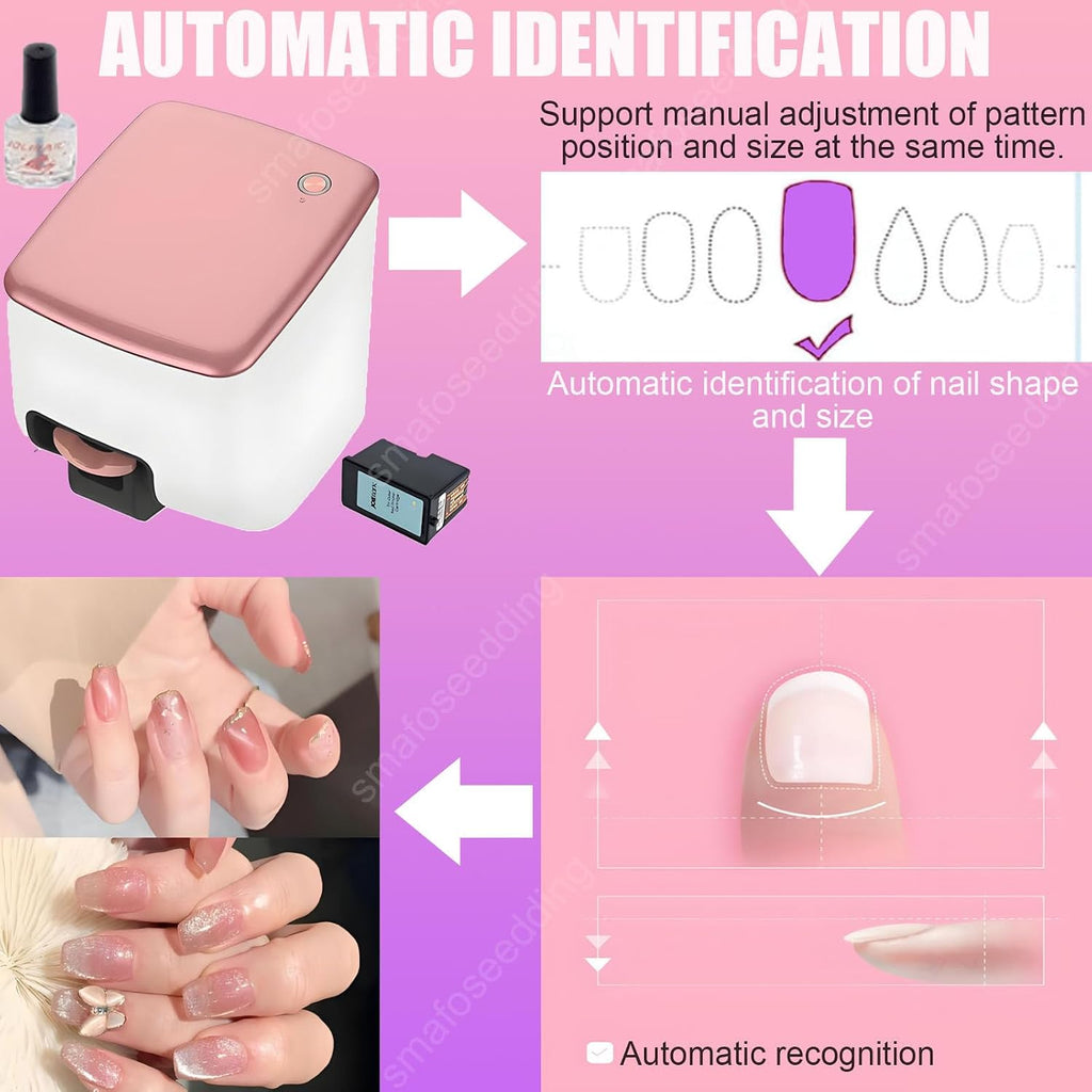 Protable 3D Nail Art Printer - 2026 DIY Nail-Art Machine, 4800dpi APP Control Nail Printing, Automatically Recognize Nail-Shape,Fast Drawing in 10S,for Girls' Home Nails,Weddings,Studio