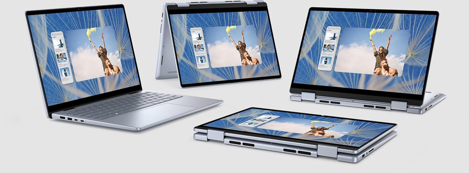 Dell Inspiron 14 7445 2-in-1 Laptop, 14' FHD+ Touchscreen, AMD Ryzen 5 8640HS(Beats i7-1255U), 16GB DDR5 RAM, 1TB PCIe SSD, Backlit KB, FP Reader, Type-C, FHD Webcam, Win 11 Home