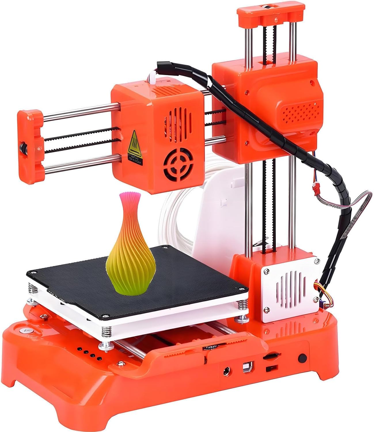Mini DIY 3D Printers Desktop Kit,K7 3D Printer,Household Educational DIY Kit,with TF Card,with Larger Printing Size 100x100x100mm,for Beginners,Kids,Student Education Orange