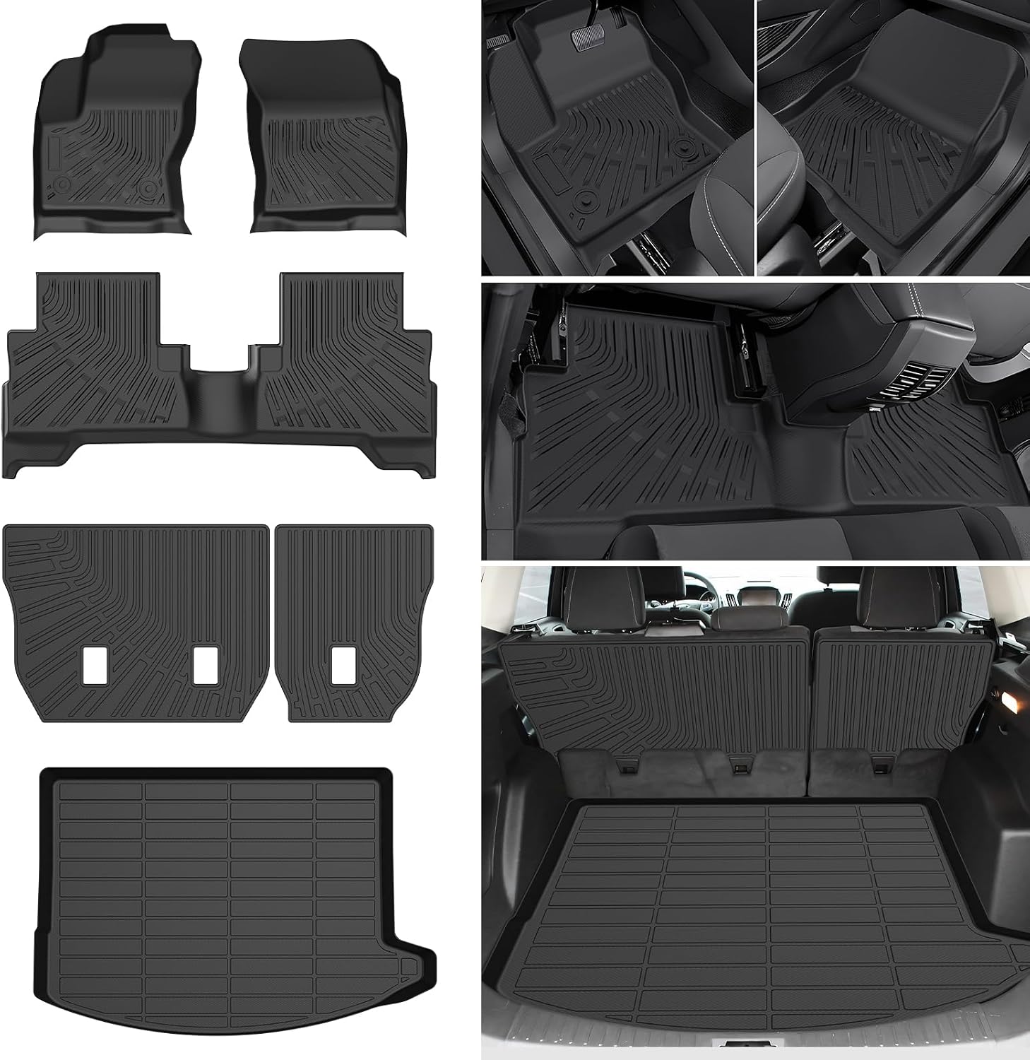 Escape Floor Mats & Cargo Liner w/Backrest Mat Fit for Ford Escape 2013-2019, All Weather Floor Mats for Escape Accessories Heavy Duty Waterproof