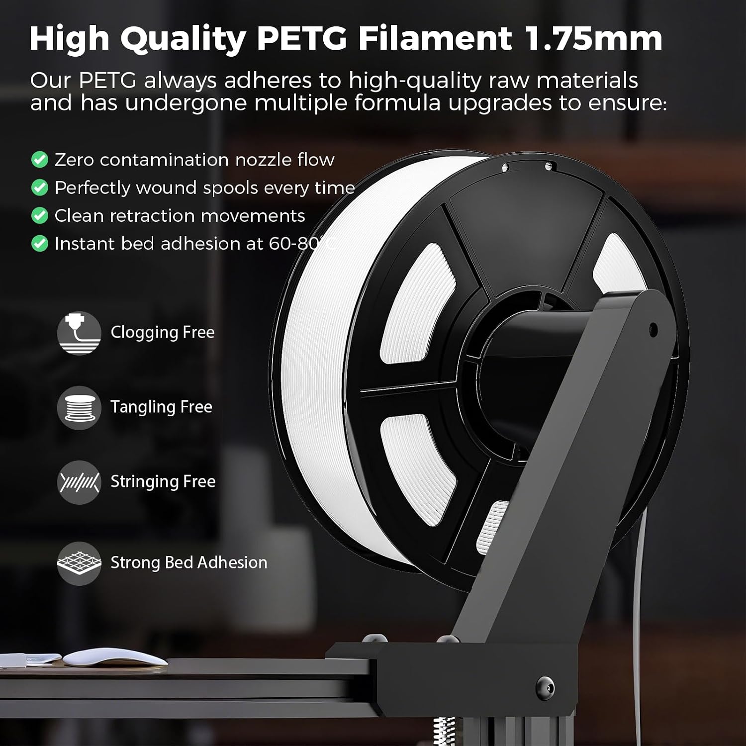 IEMAI White PETG Filament 1.75mm Bundle 10KG, 1KG Spool 10 Rolls 3D Printer Filament 30-300mm/s Printing Compatible with Bambu Lab, AMS, AMS Lite, Dimensional Accuracy +/- 0.02mm