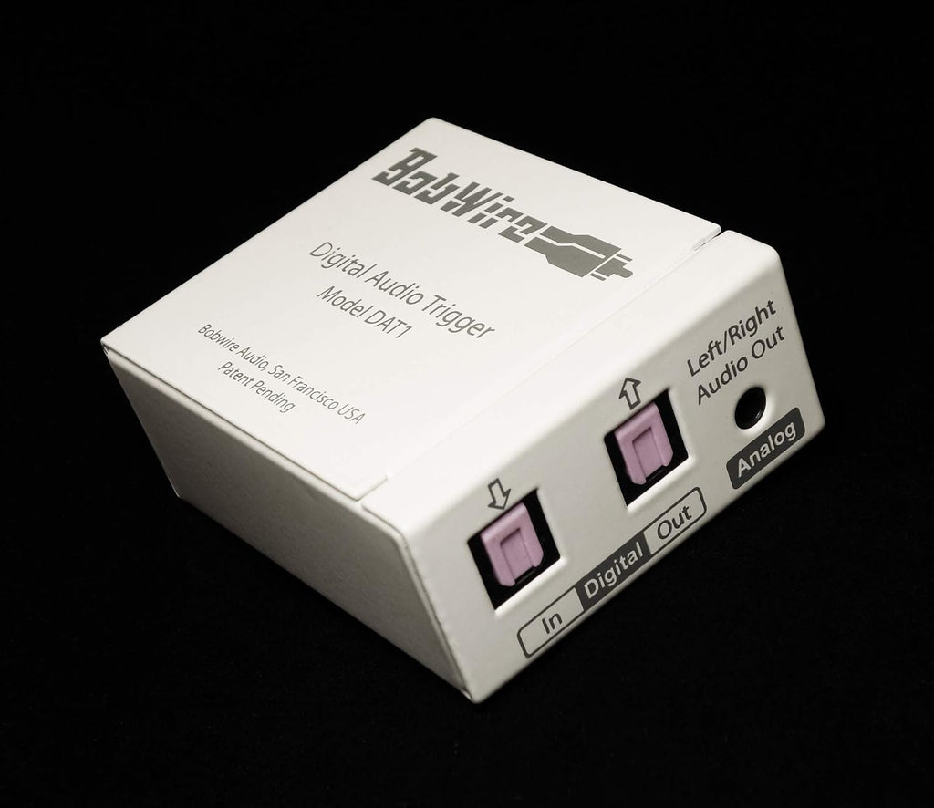 Digital Audio Trigger Device with 12V Outputs - BobWire DAT1 Ads a 12 Volt Trigger Output to TVs, Streamers & DACs, auto Power on amplifiers or TV Lifts. Compatible with Sonos Connect & Echo Link.