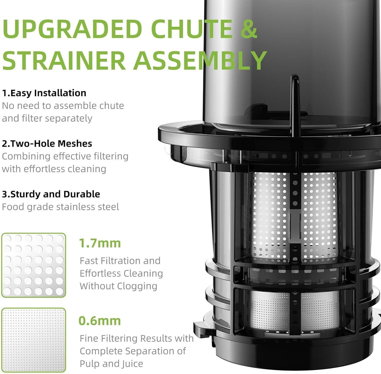 Cold Press Juicer with 78mm Feed Chute, 200W Motor, Slow Masticating Juice Extractor for Whole Fruits & Vegetables, Easy to Clean, Black