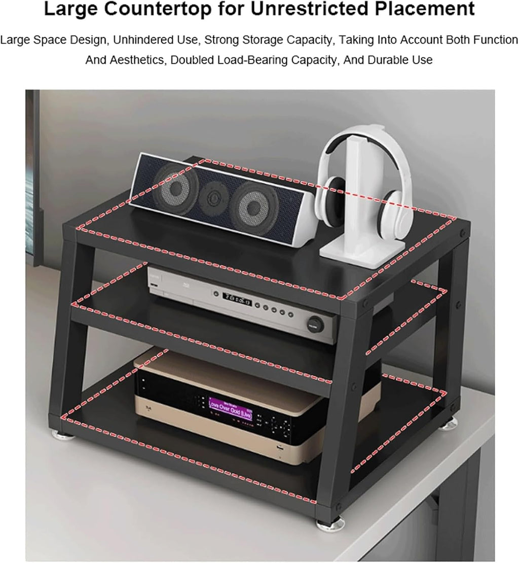 Audio Rack 2/3/4 Tier Stereo Rack Audio Equipment Rack Wooden Audio Rack Cabinet Open Trapezoidal HiFi Rack Strong Stereo Shelf(Nero,40x35x35.5cm)