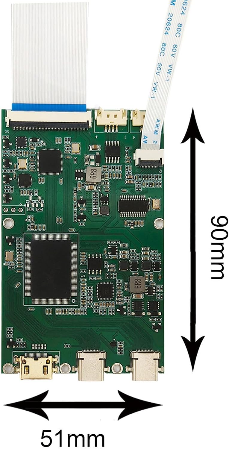 VSDISPLAY 14.5 Inch 2560x720 2K LCD Screen VS145T-001T Display Panel with USB-C LCD Driver Board VS-AP2K for DIY Game PC Work Bar Display Panel