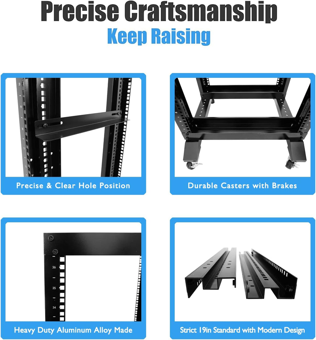 15U 4 Post Open Frame 19inch Server/Audio Steel Rack 22inch Deep