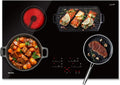 30 Inch Electric Cooktop, TECASA 7300W Radiant Electric Hob with 4 Burners, 240V Built-in Sensor Touch Control Stove Top with Child Safety Lock & Timer, 9 Heating Levels, Hard Wire (No Plug)