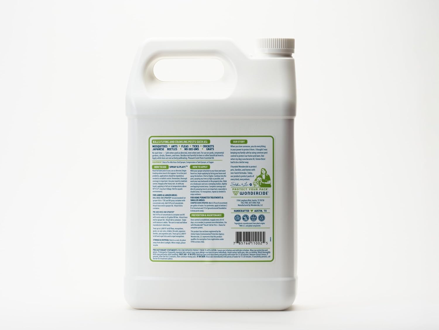 Wondercide - Outdoor Pest Control Spray Concentrate with Natural Essential Oils - Mosquito, Ant, Roach, and Insect Killer, Treatment, and Repellent - Safe Around Pets, Plants, Kids - 1 Gallon