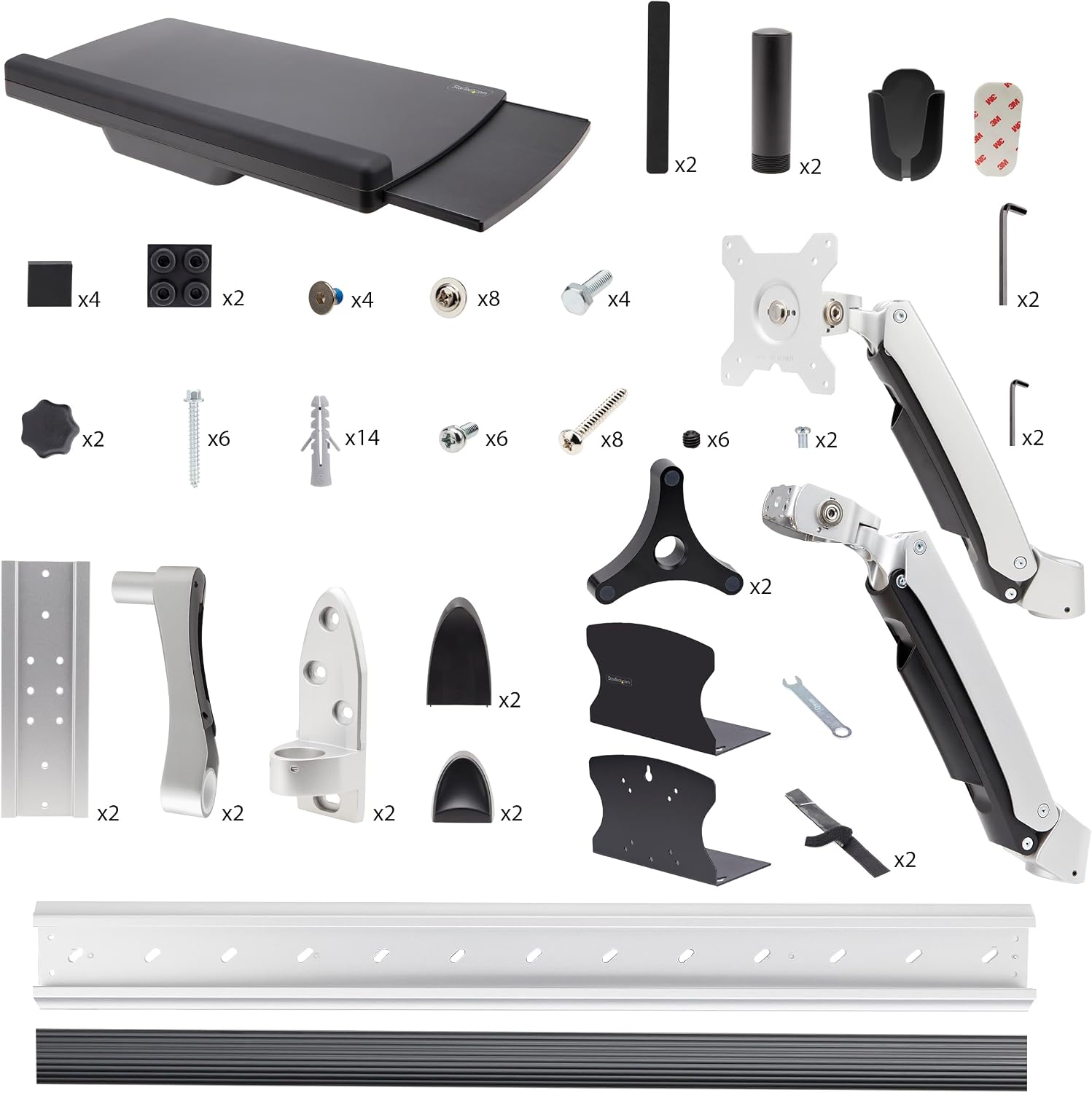StarTech.com Wall Mount Workstation, VESA Mount for 32' Monitor (22lb/10kg), Fully Articulating Monitor Mount & Keyboard Tray, TAA