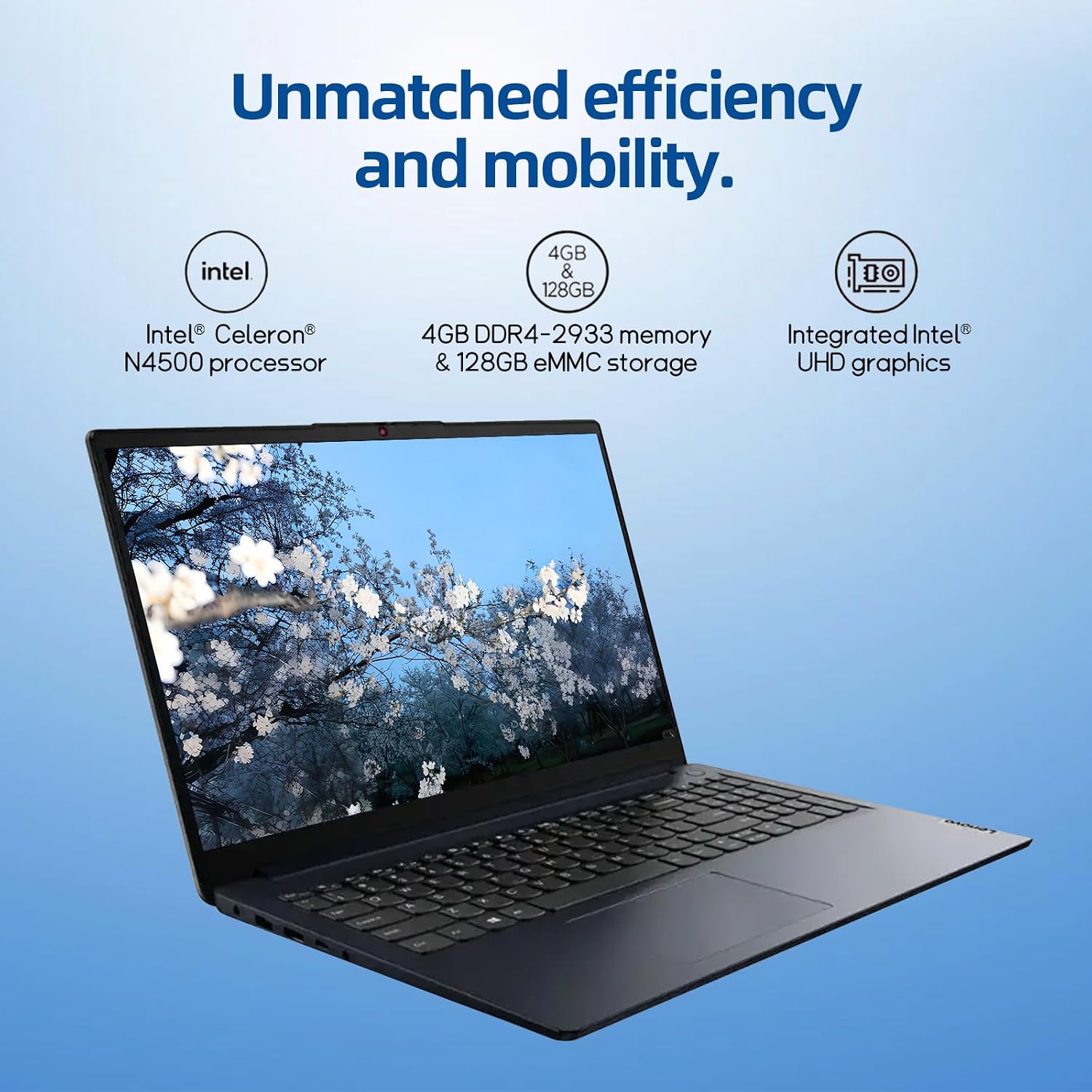 Lenovo IdeaPad Laptop, 15.6' HD LED Display, Intel Celeron Dual Core Processor, 12GB RAM, 640GB Storage(128GB eMMC + 512GB PCIe), 1 Year Office 365, Wi-Fi 6, Win11 Pro, Privacy Camera, Abyss Blue