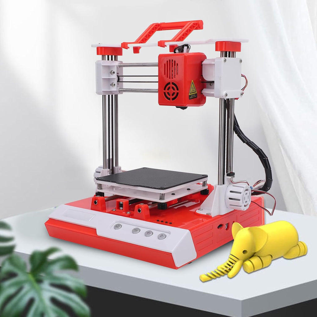 Mini 3D Printer - PLA/TPU Filament | 100x100x100mm Printing Size | 0.4mm Nozzle | Fully Open Source | Support STL Formats | 3D Printing Machine for Kids and Beginners (Orange White)
