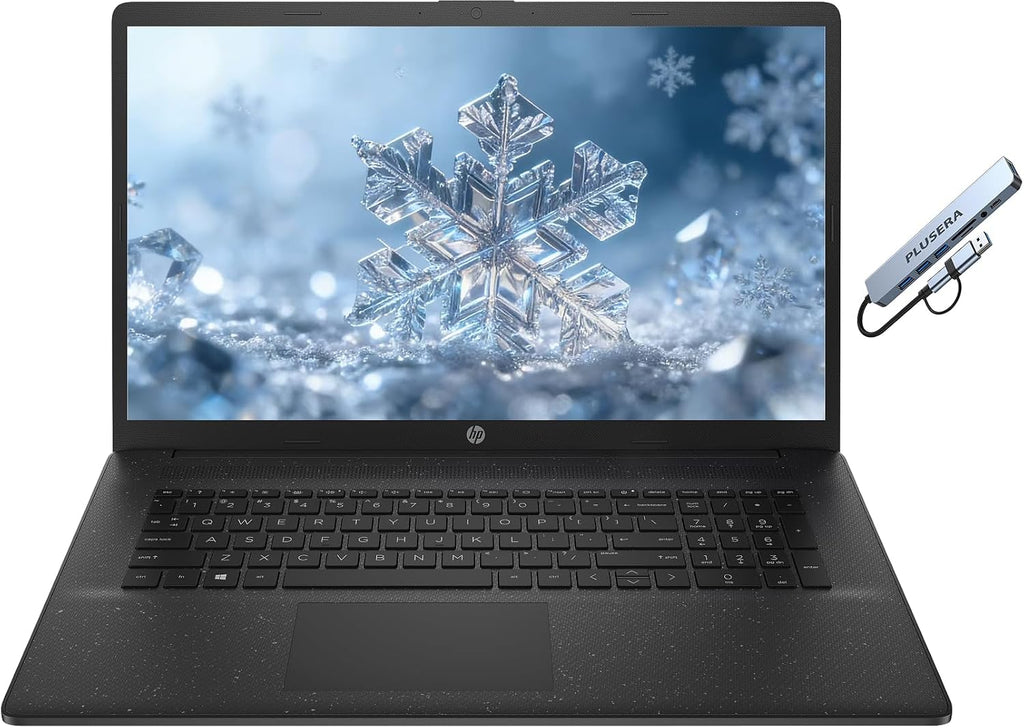 HP 17.3' Business Laptop Computer, Intel 10-Core i5, 4GB RAM 256GB SSD, Windows 11 with AI Copilot Ready, Numeric Keypad, Camera Privacy Shutter, PLUSERA 8-in-1 Hub Included, Jet Black