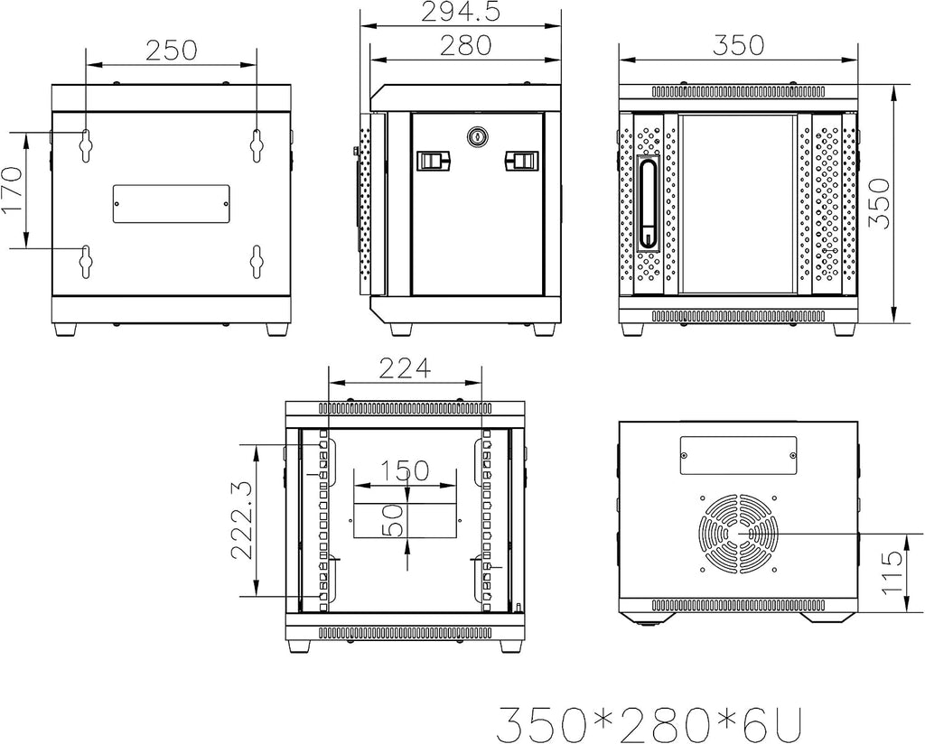 KENUCO SOHO Mini 10'' Rack for 10'' Patch Panels, Shelves, SOHO Active Components | Fan Not Included | NOT for 19'' Rack | 6U