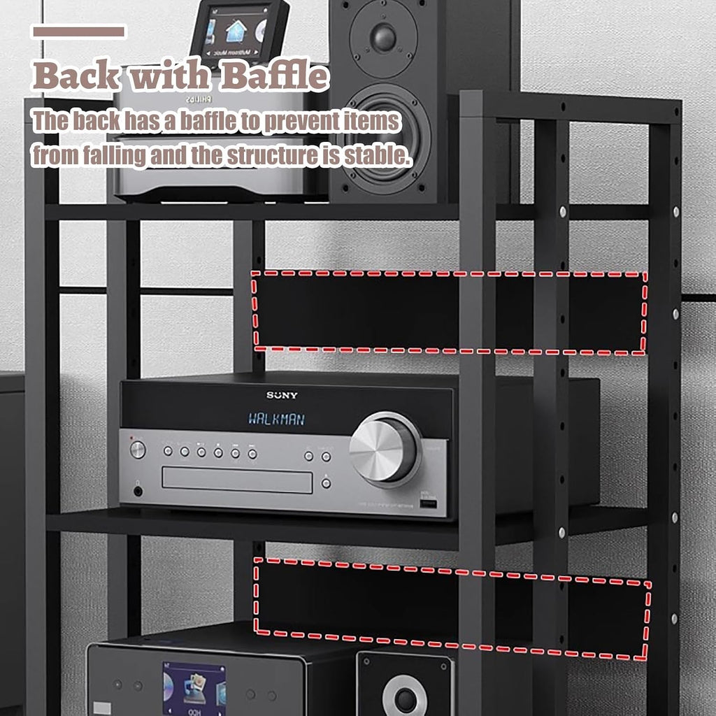 Record Player Audio Cabinet with Drawers & Sliding Wheel, Audio Rack Shelf Organizer for Onkyo Receiver, Equipment Console, Av Component Stand(B,Large)