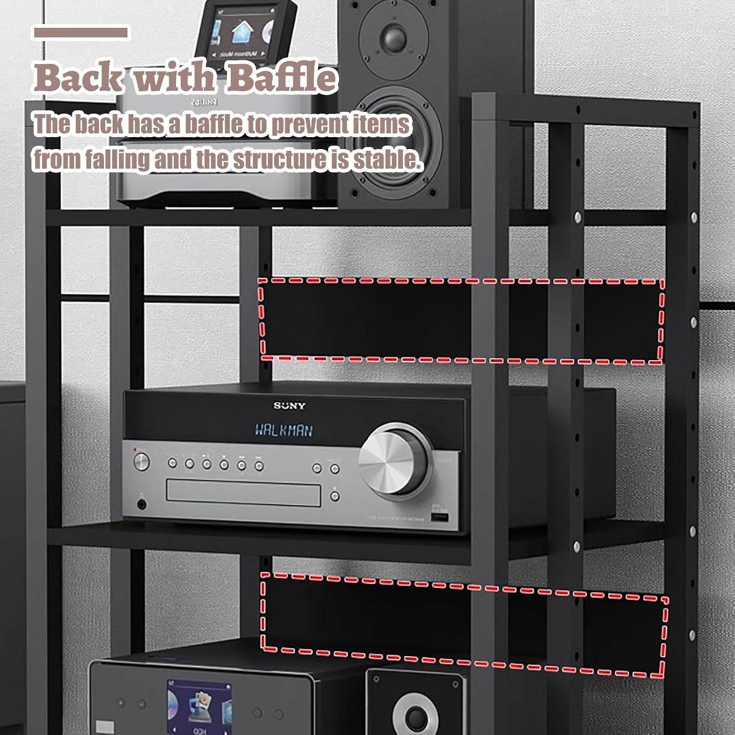 Record Player Audio Cabinet with Drawers & Sliding Wheel, Audio Rack Shelf Organizer for Onkyo Receiver, Equipment Console, Av Component Stand(B,Medium)