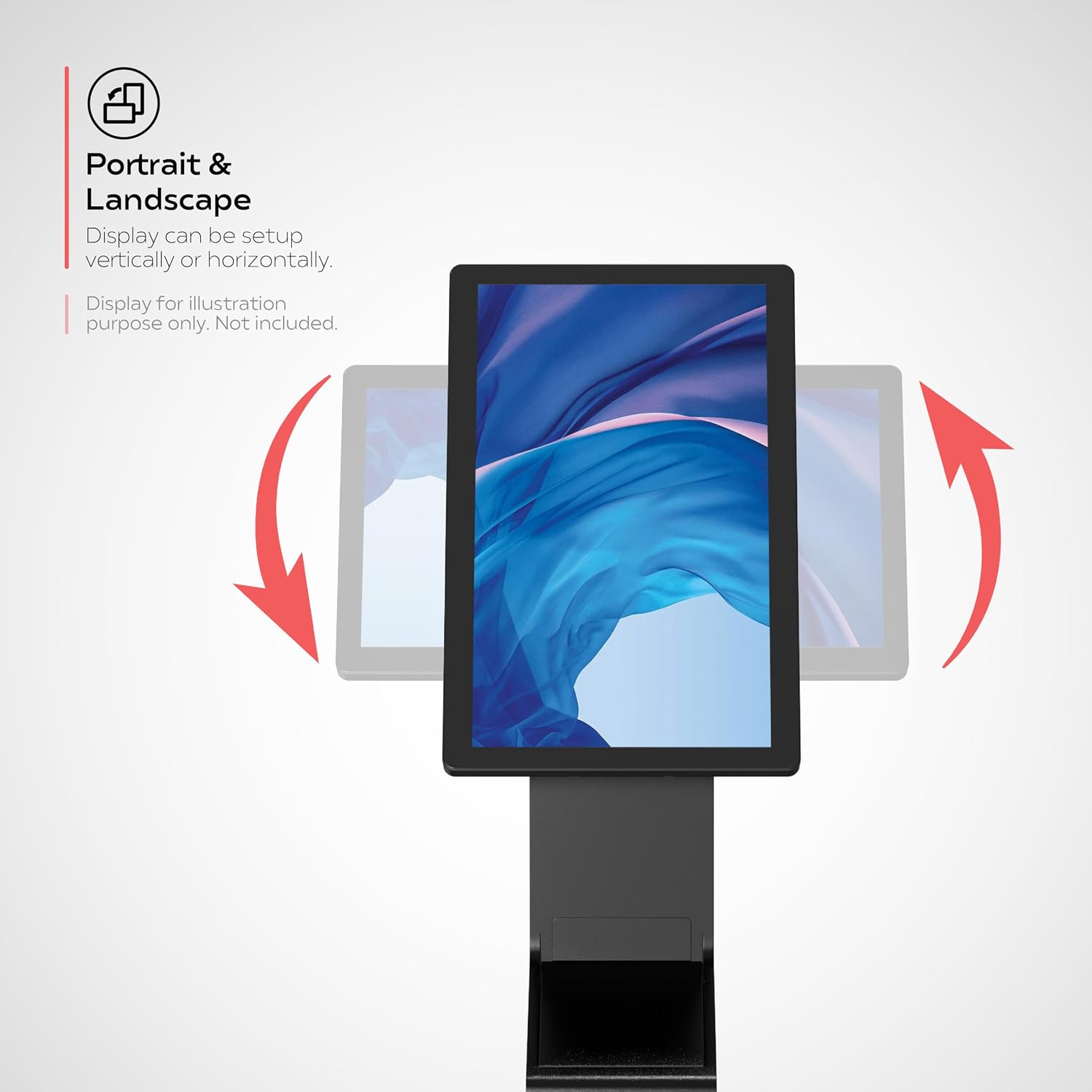 CTA Sleek Floor Stand Kiosk for Monitors – Floor Stand with Printer Slot 15' to 32' up to 60lbs - for Check-in & POS Stations & More - Black (ADD-LDSLEEK)