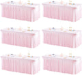 6 Packs Baby Pink Spandex Tableclothes for 8 Foot Rectangle Table, Spandex Table Covers 8FT Stretch Table Skirts Rectangle Wrinkle Free Fitted Table Cover for Event, Wedding, Banquet & Parties