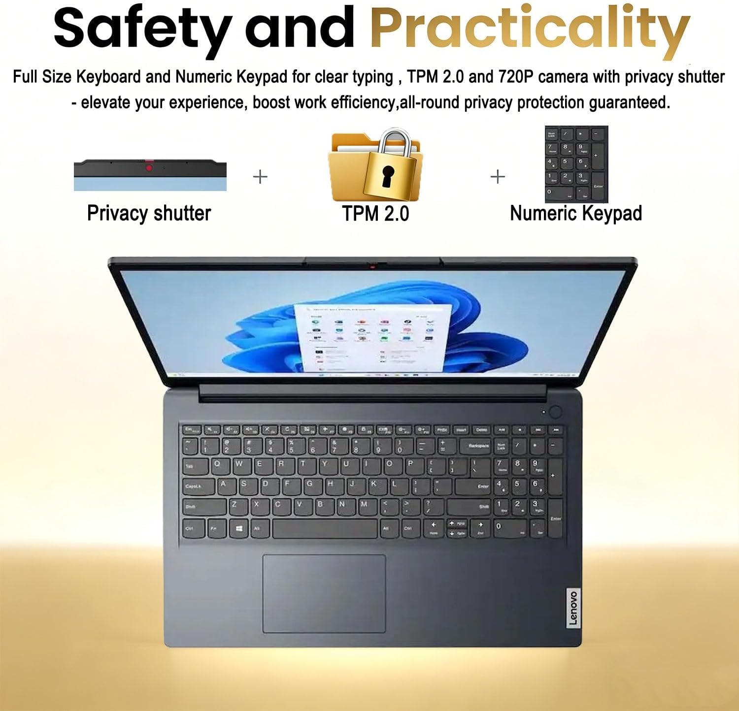 Lenovo IdeaPad Slim • 15.6' Business Laptop • 12GB DDR4RAM • 256GB SSD • Intel 4 Core Processor • Privacy Shutter • Dolby Audio • Copilot AI • Windows 11 Home