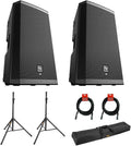 Electro-Voice ZLX-12P-G2 12' 2-Way 1000W Powered Loudspeaker with Bluetooth (Black) Bundle with 2X Steel Speaker Stand, Stand Bag 51'& 2X XLR Cable
