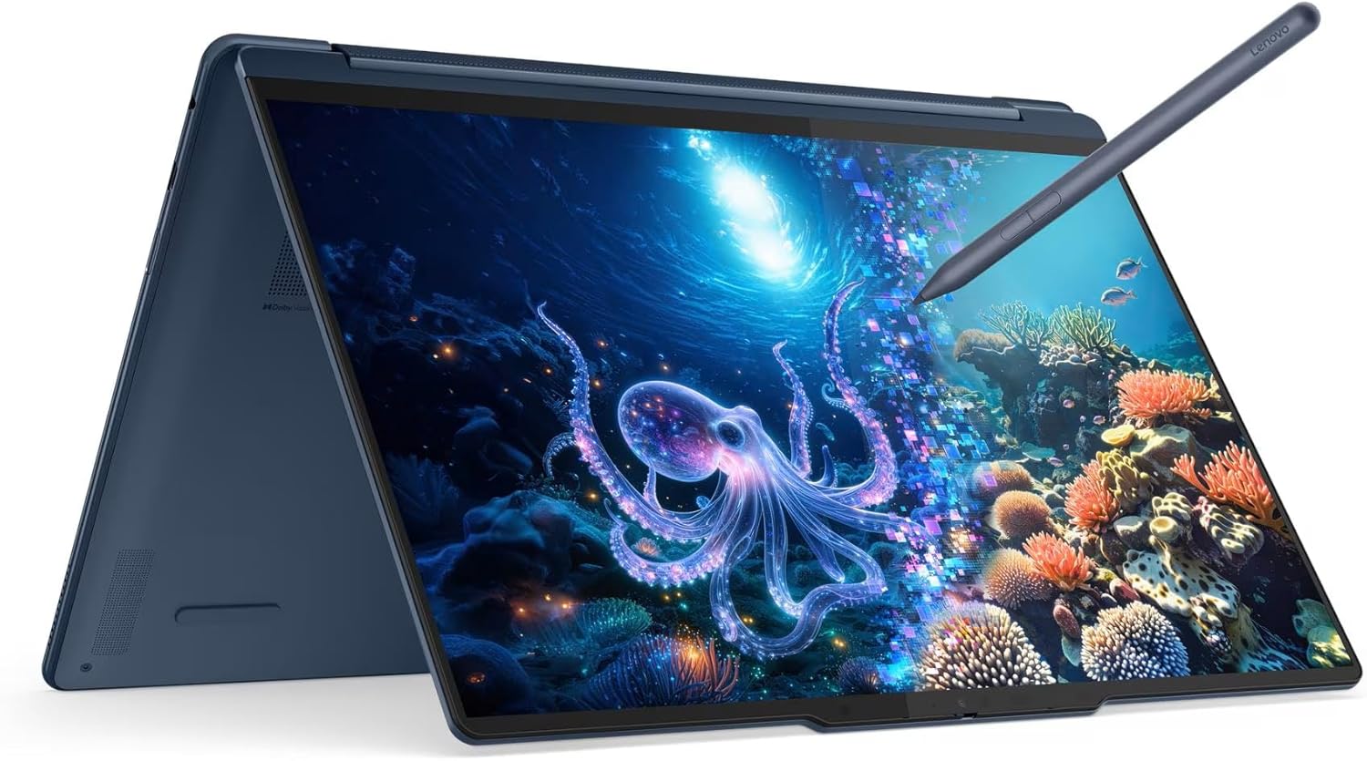 Lenovo Yoga 9i 2-in-1 Aura Edition Laptop with Intel Core Ultra 7 258V Processor,14' 2.8K 1,100 nits(HDR) OLED, Touchscreen Display, 32GB LPDDR5X-8533MT/s Memory, 1TB SSD, Wi-Fi 7, Pen, and Win 11 Pro