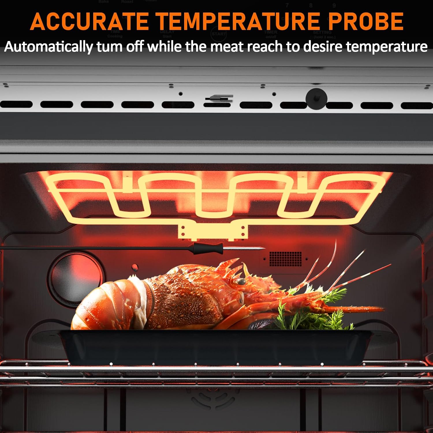 30' Stainless Steel Toaster Oven & 30 Inch Air Fryer Oven Combo: 4.8 Cu.ft Large Capacity with 3D Heating, Digital Touch Panel, and Multi-Function Modes for Countertop or Built-in Installation