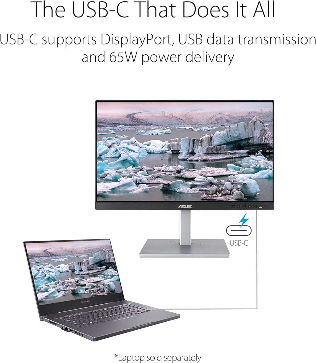 ASUS ProArt Display PA247CV 24-inch Monitor – IPS, Full HD (1920 x 1080), 100% sRGB, 100% Rec. 709, Color Accuracy ΔE < 2, Calman Verified, USB-C, Compatible with Laptop & Mac Monitor