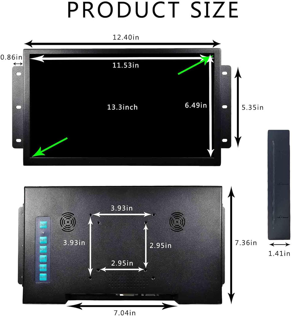 VSDISPLAY 13.3 Inch Touchscreen Monitor 1920x1080 Portable Display with VGA DVI Ports IPS Screen for Gaming Laptop PC Computer